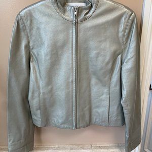 Metallic Leather Jacket - Jones of New York